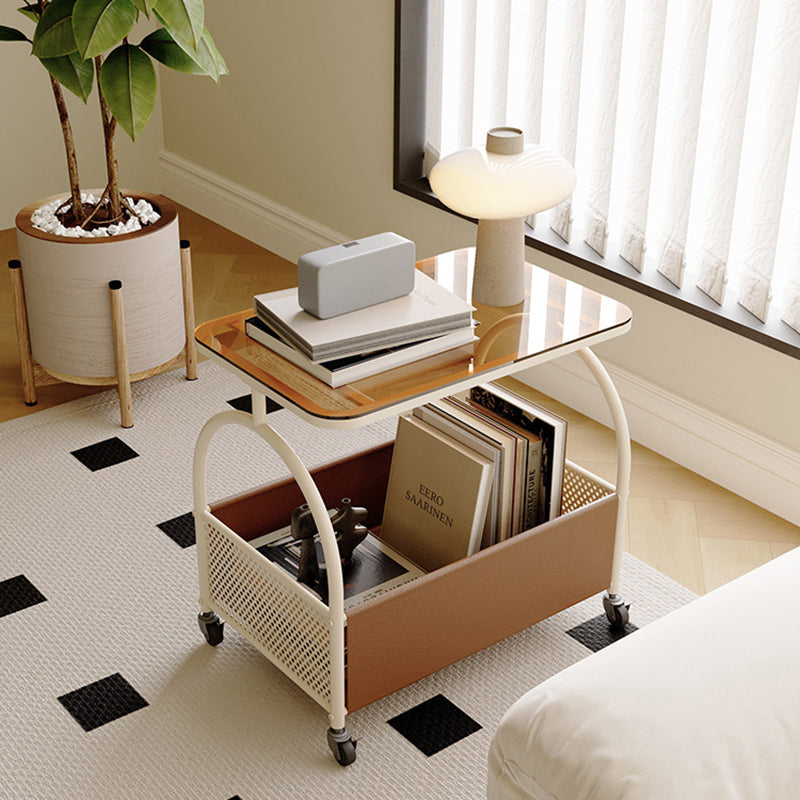 Contemporary Movable Tempered Glass End Table