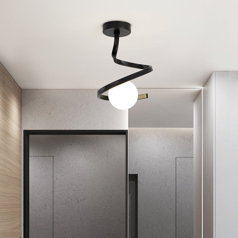 Modern Glass Orb Curve Ceiling Light
