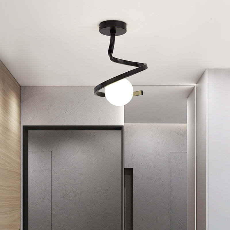 Modern Glass Orb Curve Ceiling Light