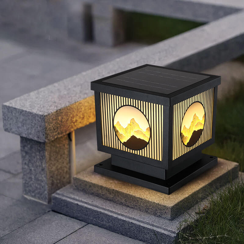 Solar Chinese Square Post LED Outdoor Landscape Light