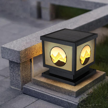 Solar Chinese Square Post LED Outdoor Landscape Light