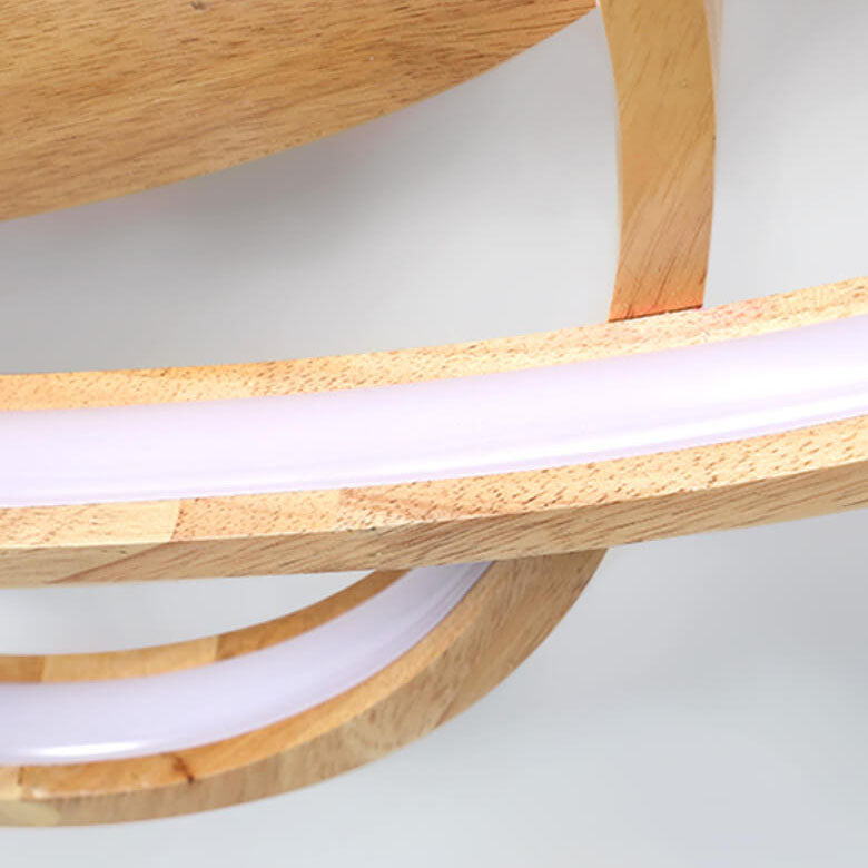 Nordic Wooden Oval LED Flush Mount Light