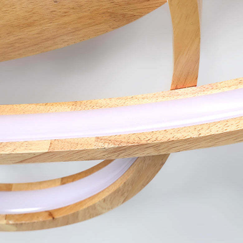 Nordic Wooden Oval LED Flush Mount Light