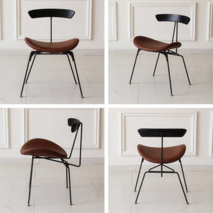 Industrial Ant Arch Wood Leather Dining Chair
