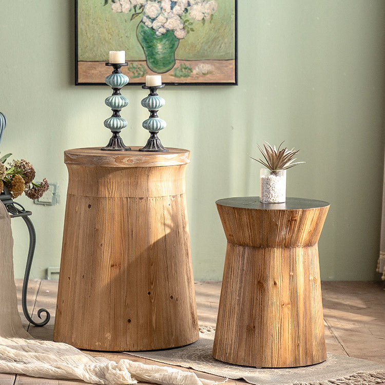 Rustic Wooden Pier Column Side Table