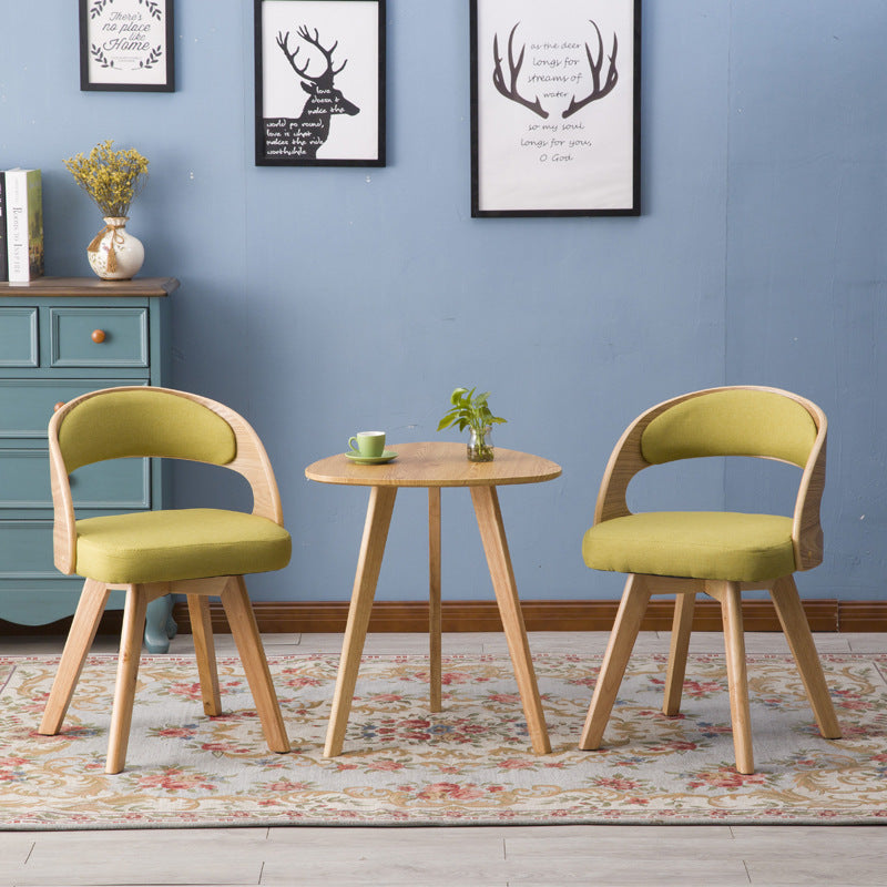 Minimalist Fabric Wood Dining Chair — Orange