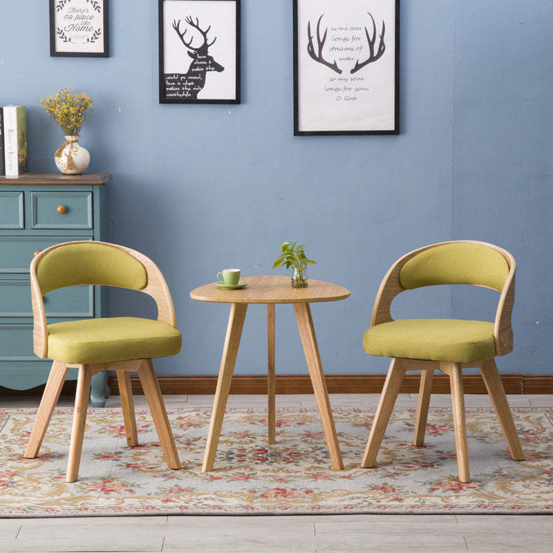 Minimalist Fabric Wood Dining Chair — Orange