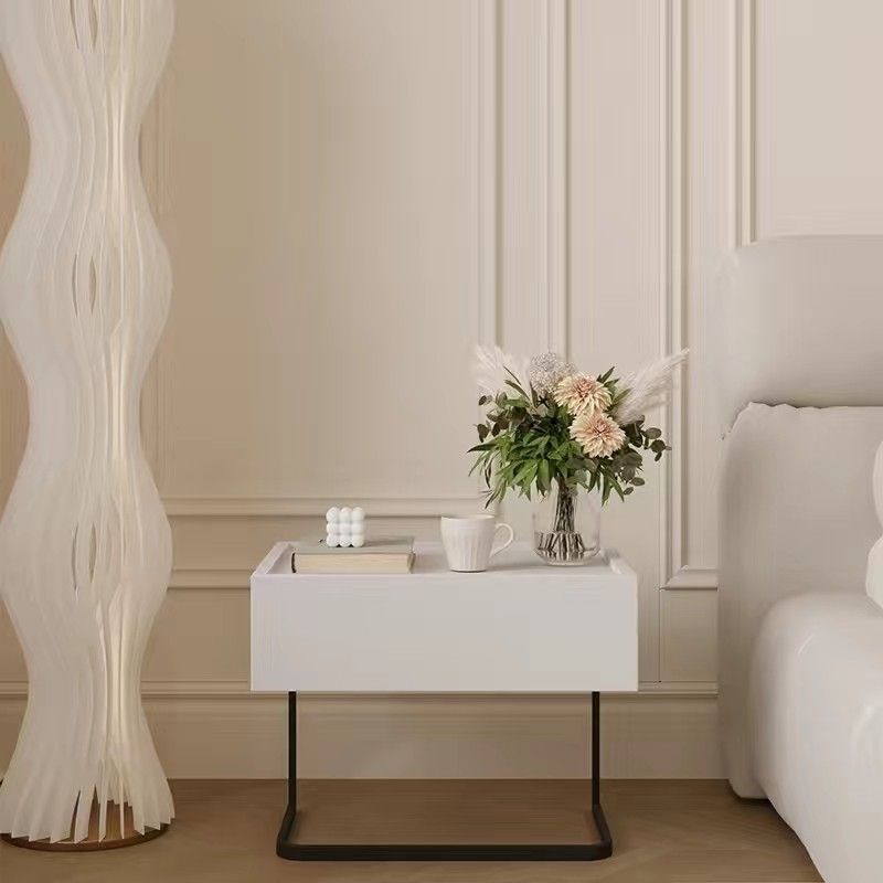 Minimalist Solid Wood Iron Nightstand