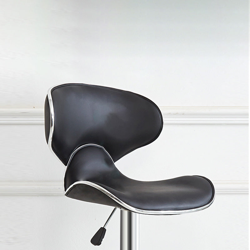Industrial Curved PU Leather Swivel Bar Stool Wingback
