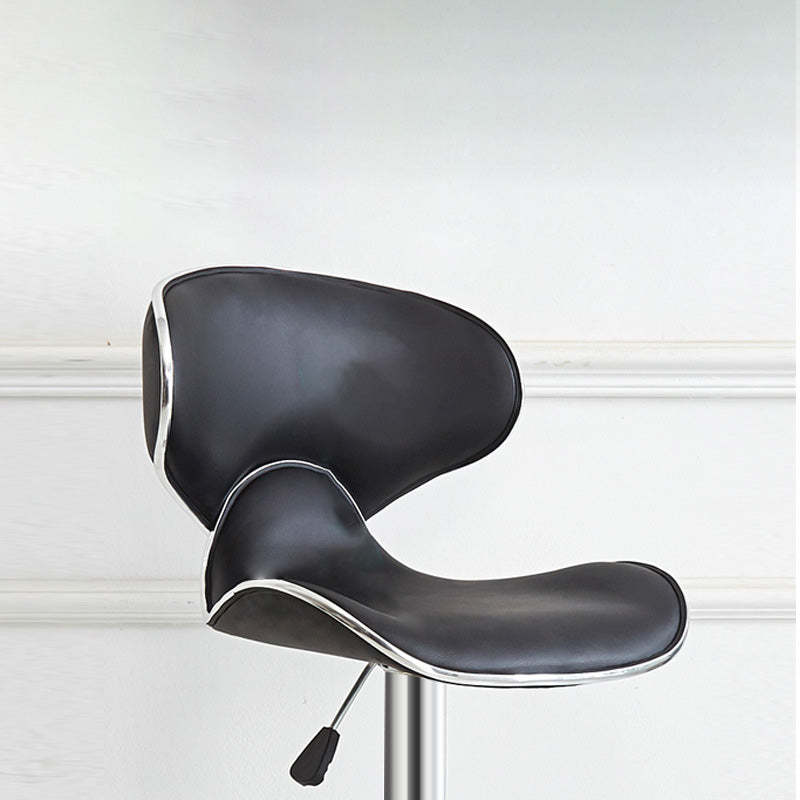 Industrial Curved PU Leather Swivel Bar Stool Wingback