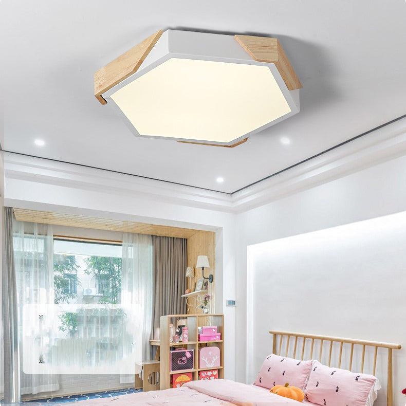 Scandinavian Hexagonal Macaron Flush Mount Light