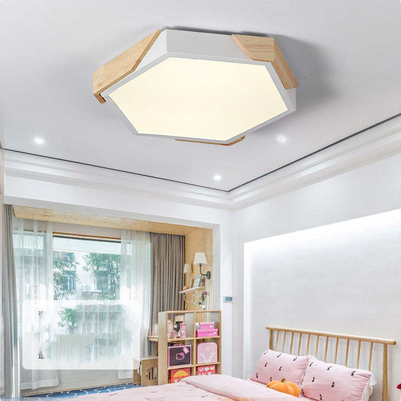 Scandinavian Hexagonal Macaron Flush Mount Light