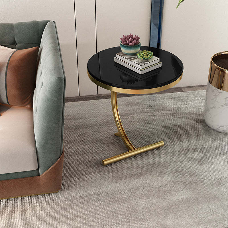 Minimalist Round Marble Metal 2-Tier Side Table
