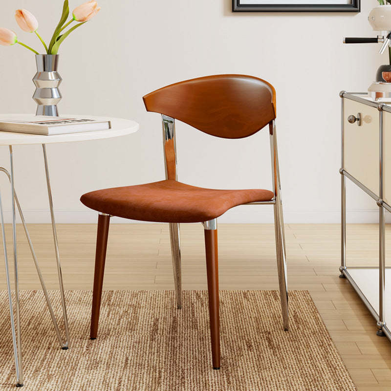 Vintage Metal Fabric Four-Leg Dining Chair — Black - Blue