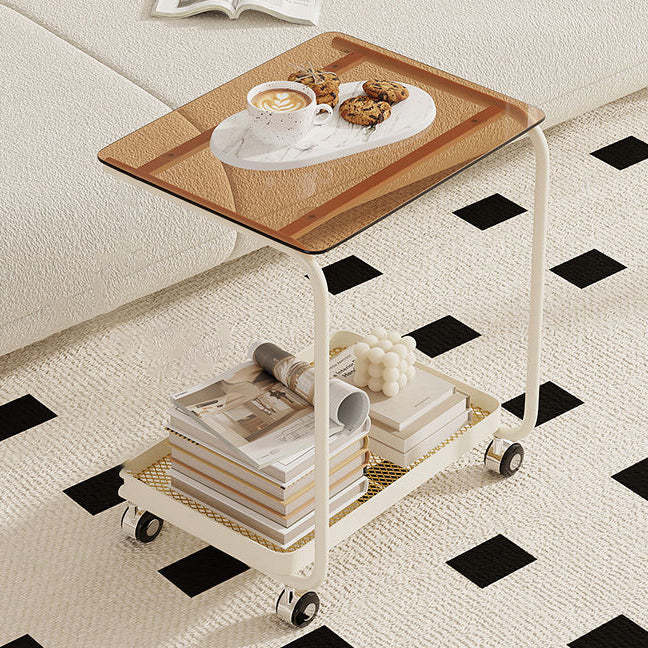 Scandinavian C-Shaped Glass Top End Table