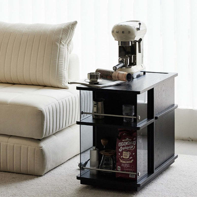 Vintage Rectangular Wood Glass 3-Tier Coffee Table