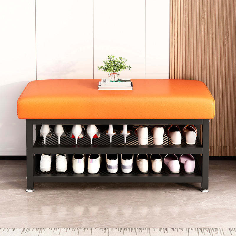 Modern Tech Fabric Steel 2-Shelf Shoe Storage — Beige / Black