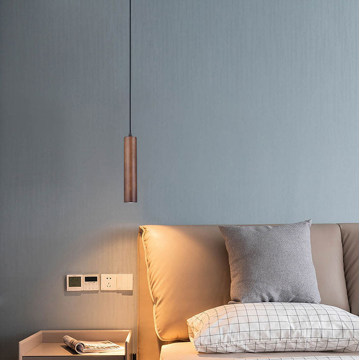 Minimalist Wood Cylinder LED Pendant Light