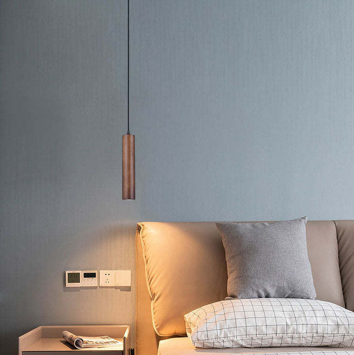 Minimalist Wood Cylinder LED Pendant Light