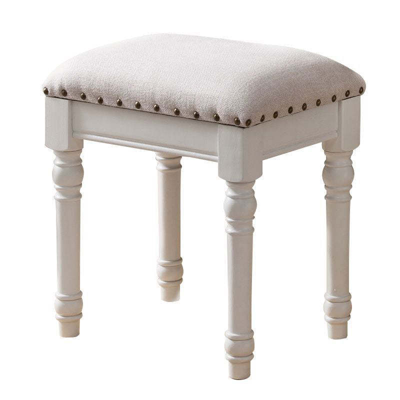 Scandinavian Linen Leather Wood Vanity Stool