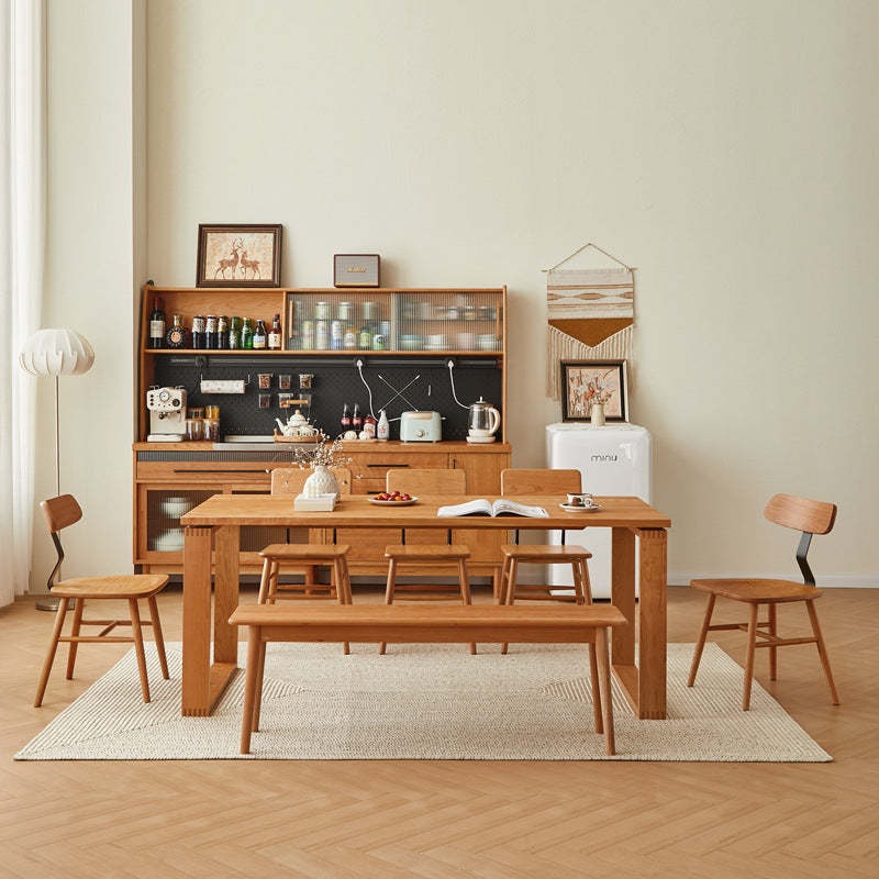 Nordic Cherry Wood Iron Dining Chair