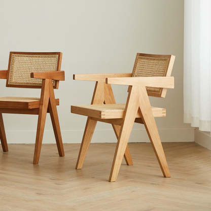 Minimalist Wood Rattan Dining Chair