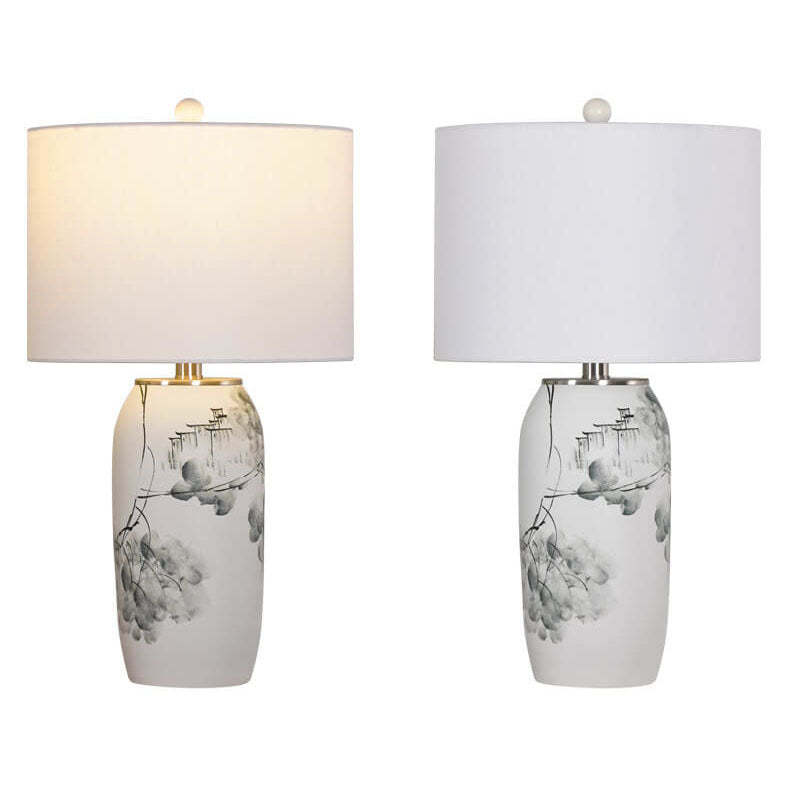 Modern Chinese Ink Ceramic Fabric Lamp