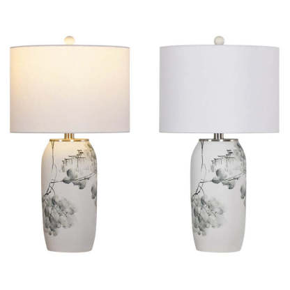 Modern Chinese Ink Ceramic Fabric Lamp