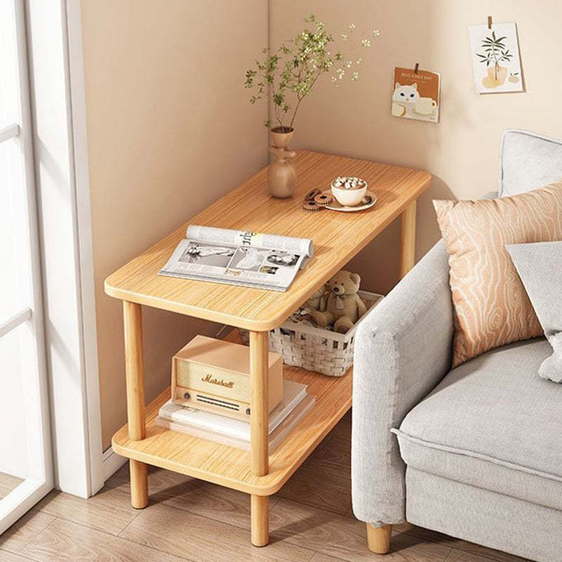 Japanese Wood Rectangular 3-Tier End Table