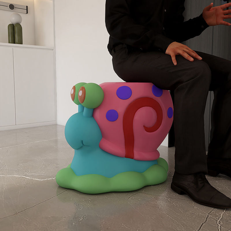 Contemporary Cartoon Snail Resin Low Stool