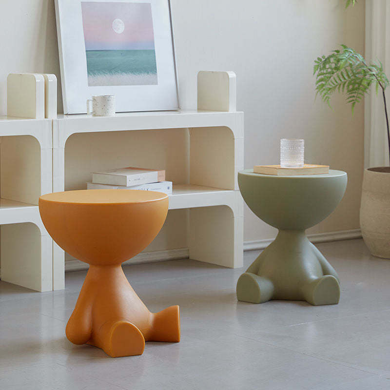 Minimalist Flat Round End Table — Light Gray
