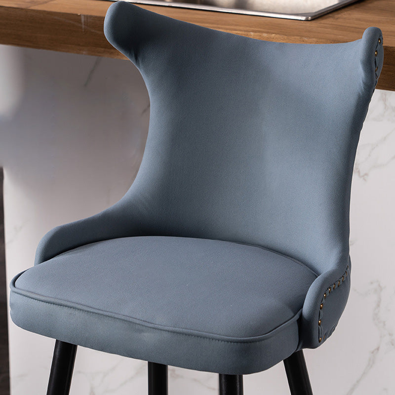 Contemporary Tufted Velvet Wingback Bar Stool