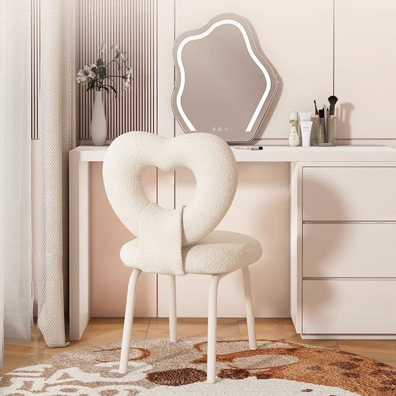 Nordic Heart Lambswool Wood Vanity Stool