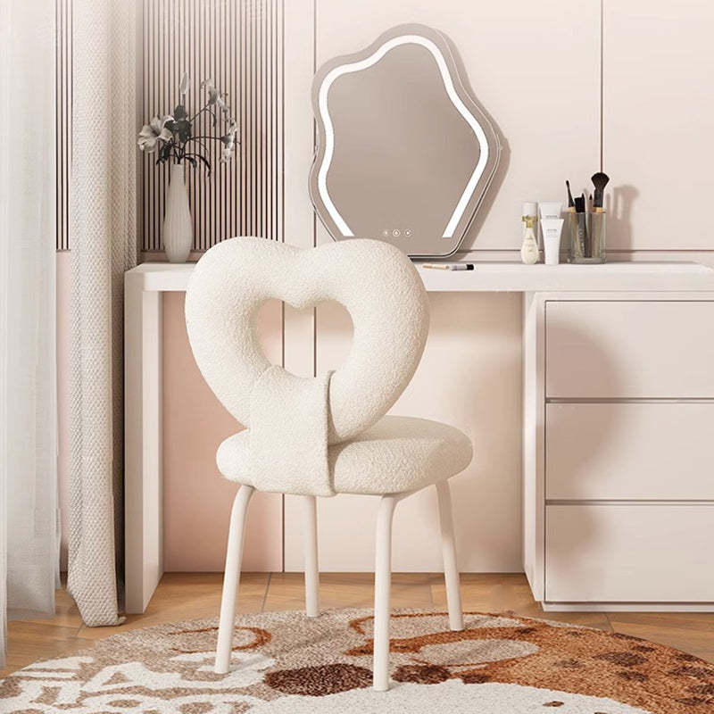 Nordic Heart Lambswool Wood Vanity Stool