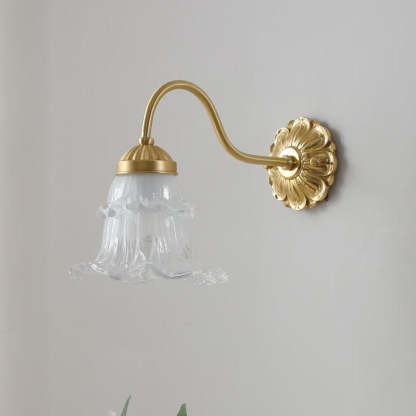 French Glass Flower Copper Wall Sconce