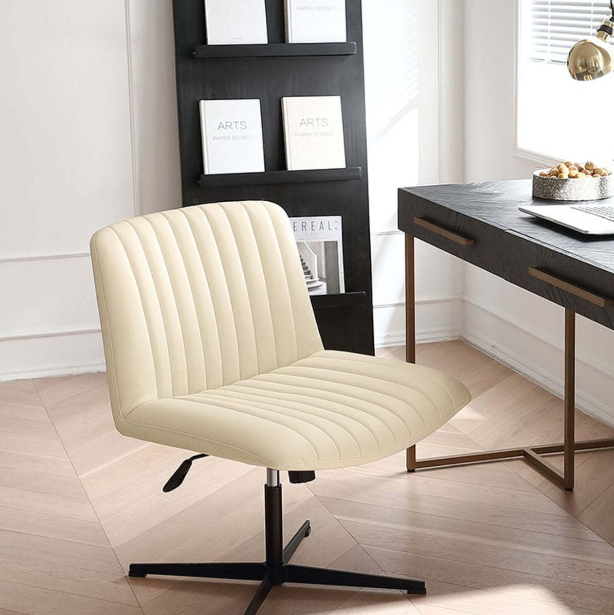 Minimalist Shell Fabric Plastic Iron Desk Chair