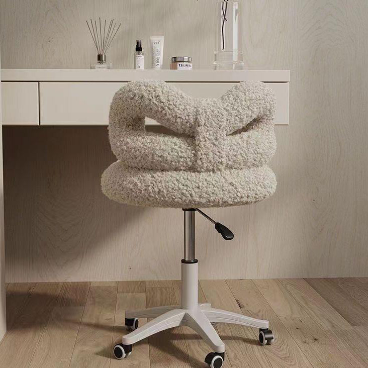 Round Bow Lambswool Steel Vanity Stool