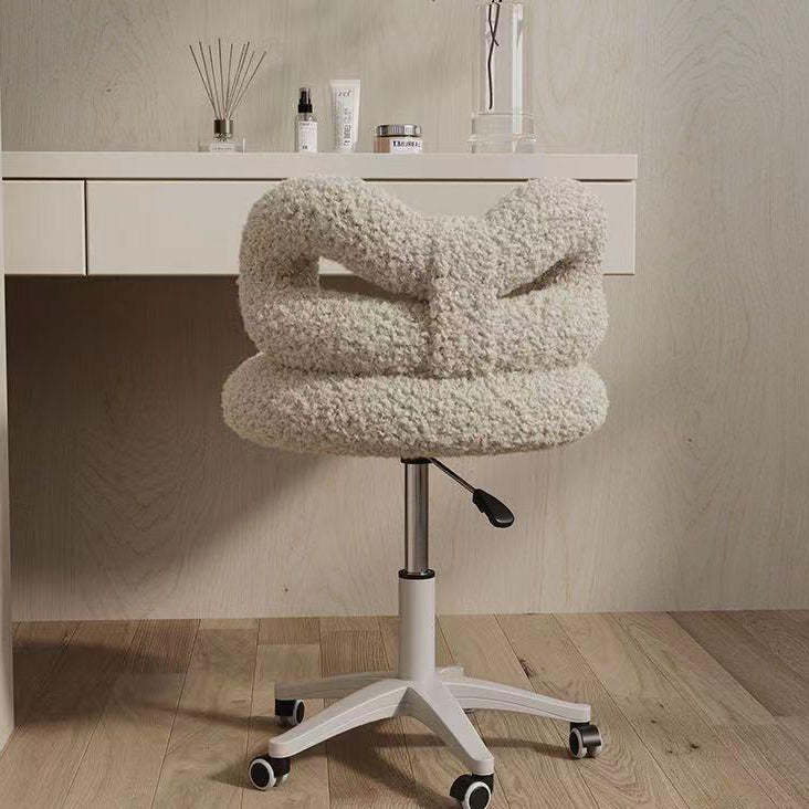 Round Bow Lambswool Steel Vanity Stool