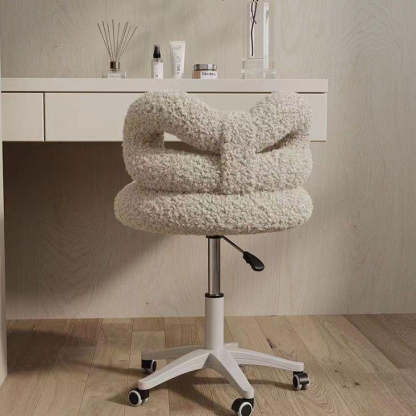 Round Bow Lambswool Steel Vanity Stool
