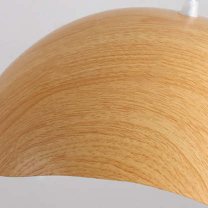 Scandinavian Wood Grain Iron Dome Wave LED Pendant Light