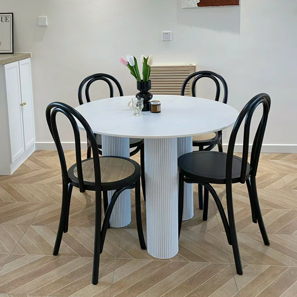 Chinese Wood Rattan Four-Leg Dining Chair — A / Black
