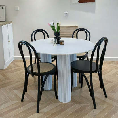 Chinese Wood Rattan Four-Leg Dining Chair — A / Black