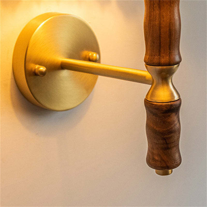 Japanese Vintage Walnut Pleated Umbrella Sconce