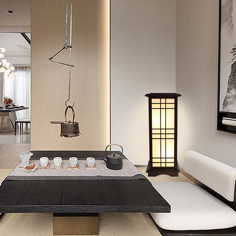 Chinese Rectangular Parchment Wood Floor Lamp