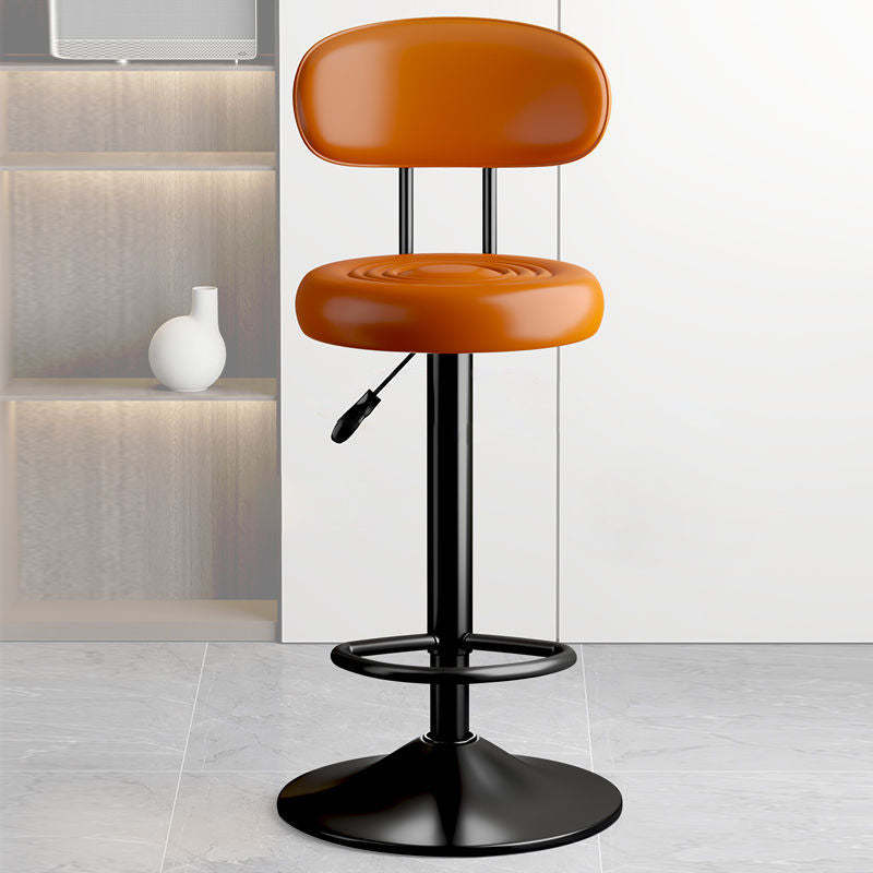 Contemporary Leather Swivel Bar Stool Height Adjustable
