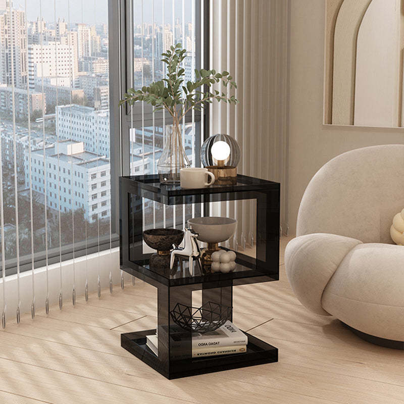 Minimalist Acrylic 3-Tier Square End Table — B / Smoke Gray