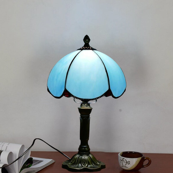 European Tiffany Blue Glass Petal Lamp — 220V-240V For UK/AU