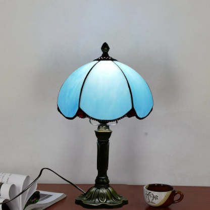 European Tiffany Blue Glass Petal Lamp — 220V-240V For UK/AU