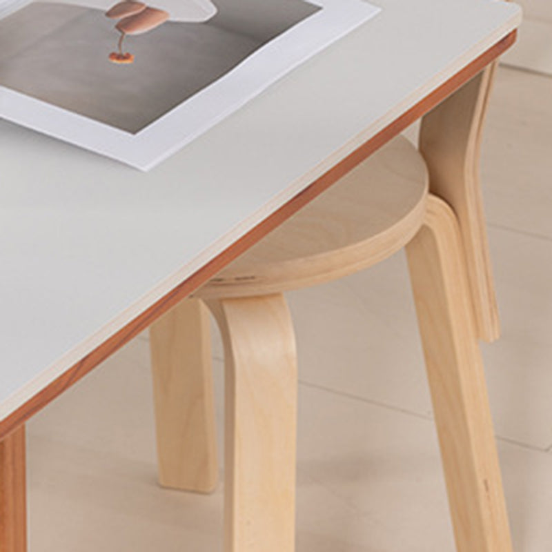 Retro Curved Leg Slate Wood Iron Dining Table