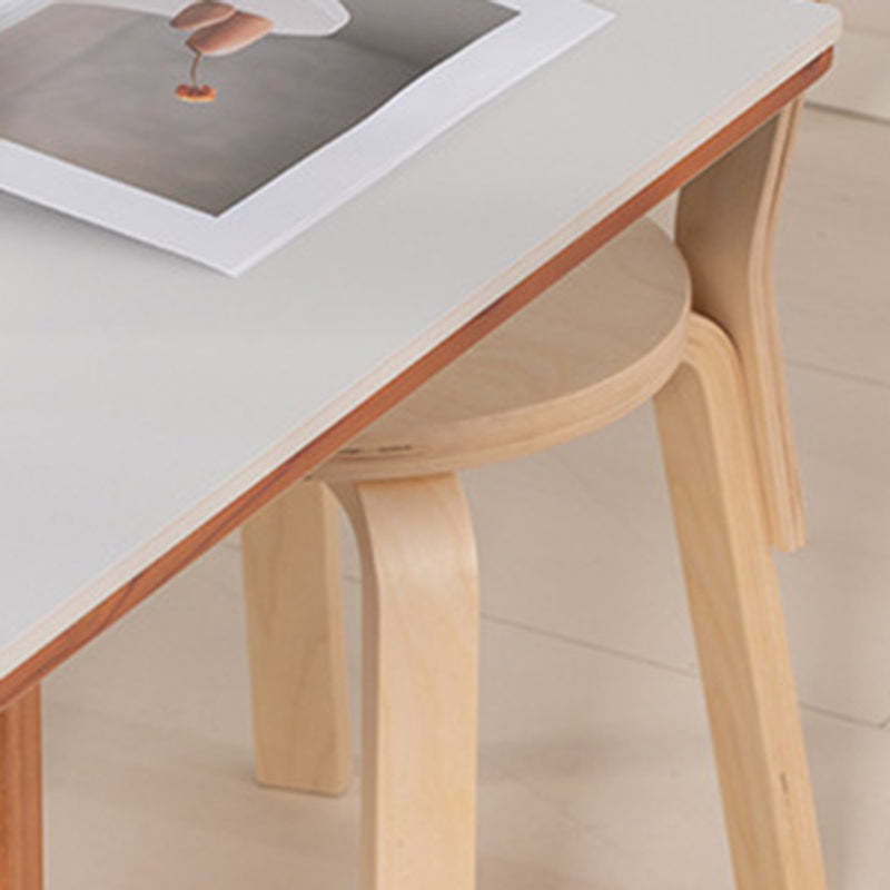 Retro Curved Leg Slate Wood Iron Dining Table